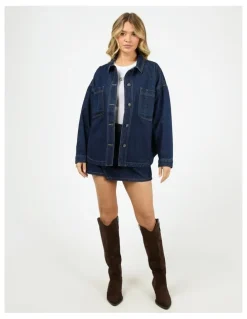 All About Eve Dale 64D0286 Shacket in Indigo