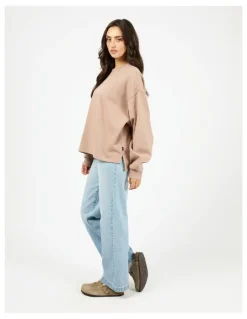 All About Eve Washed Box Crew Jumper in Fawn