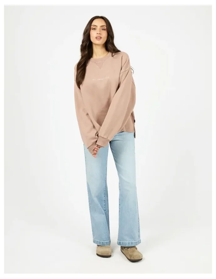 All About Eve Washed Box Crew Jumper in Fawn