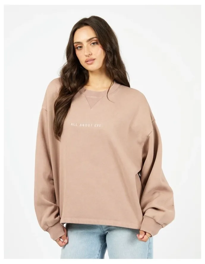 All About Eve Washed Box Crew Jumper in Fawn