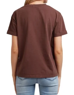 All About Eve Washed Tee in Brown
