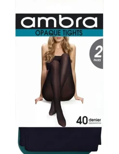Ambra 40 Denier Opaque Tight 2 Pack in Navy