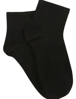 Ambra Bamboo Soft Top Light 2 Pair Ankle Socks in Black