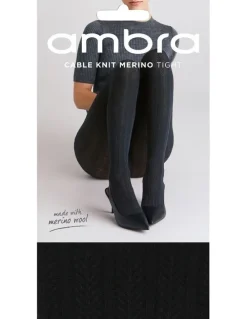 Ambra Cable Knit Merino Tight in Black