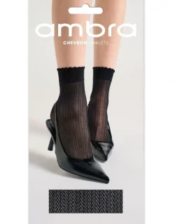 Ambra Chevron Anklet in Black