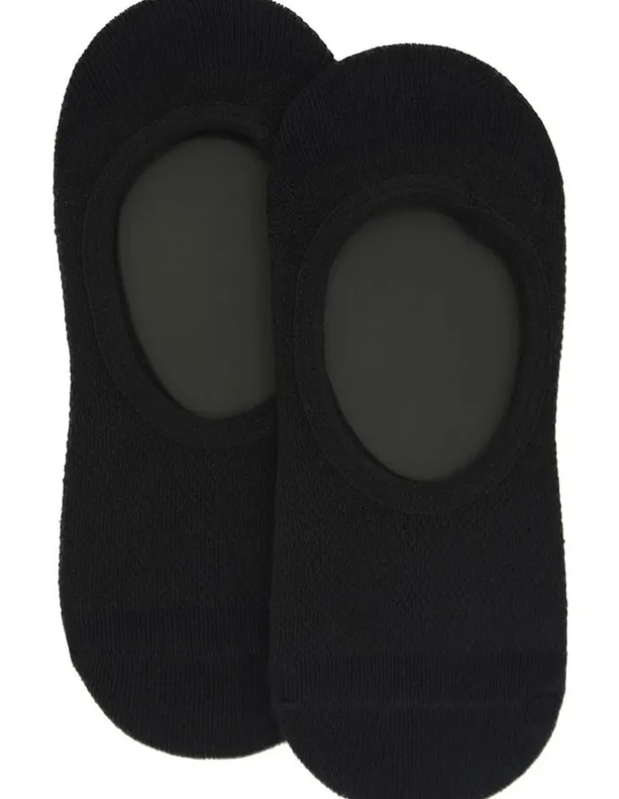 Ambra Cotton Mesh Footlet Sock 2 Pack in Black