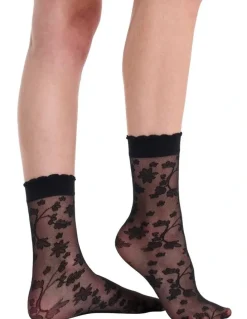 Ambra Floral Anklet in Black