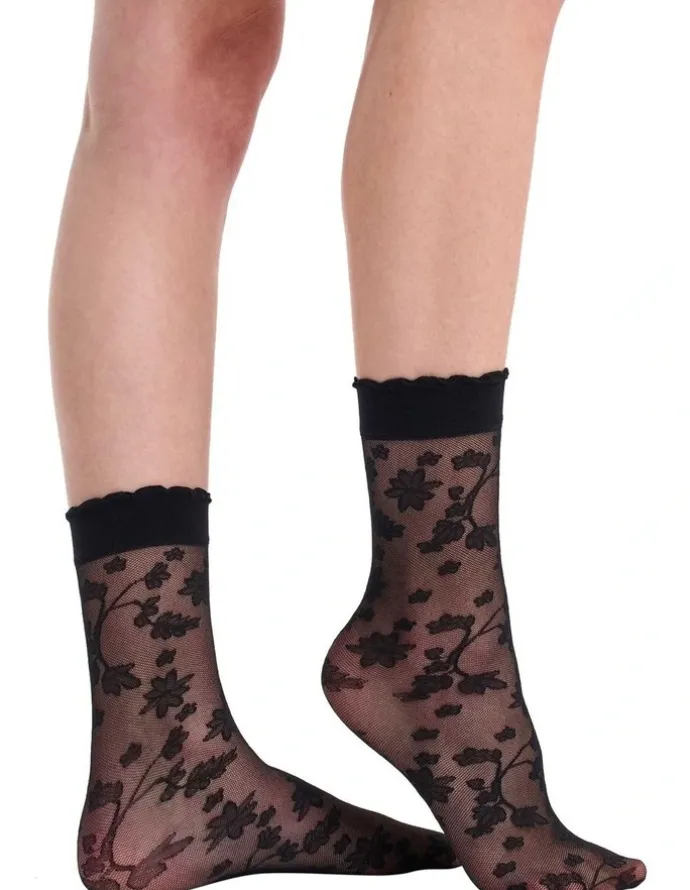 Ambra Floral Anklet in Black
