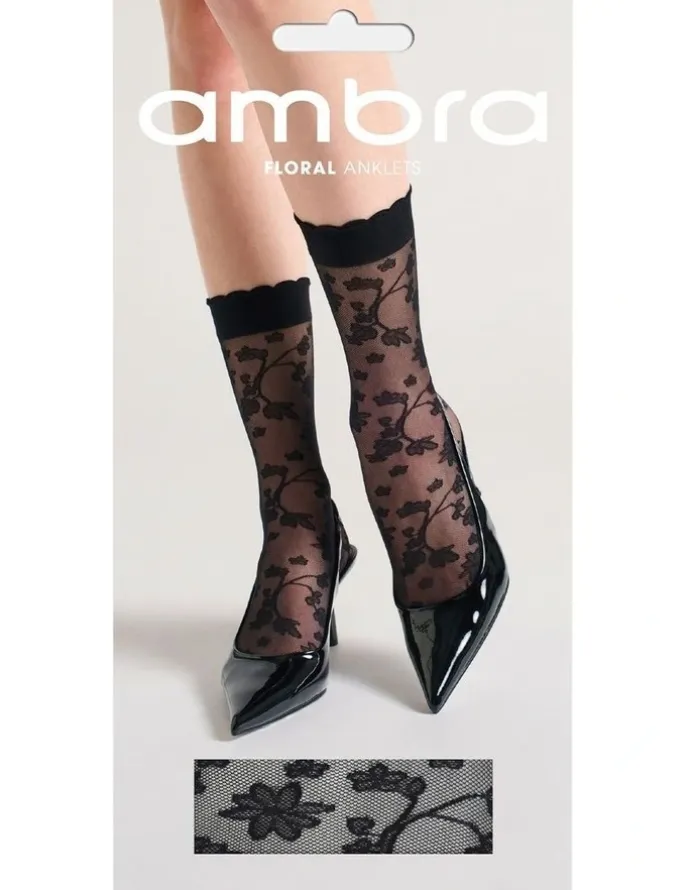 Ambra Floral Anklet in Black