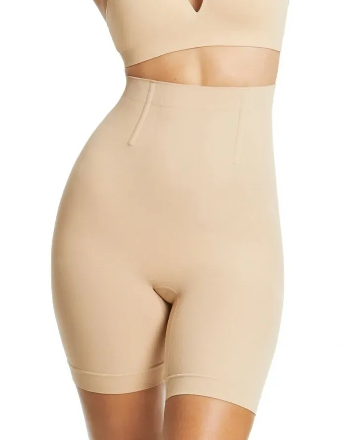Ambra It's A Cinch Hi Waisted Mid Thigh Short in Rose Dust