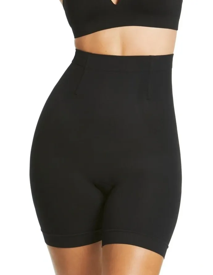 Ambra It's A Cinch Hi Waisted Mid Thigh Short in Black