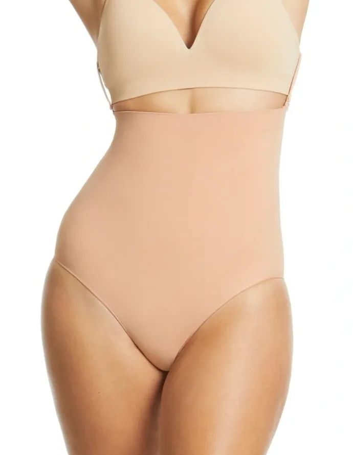 Ambra Killer Curve Hi Waisted Hi Cut Shaping Brief in Brown