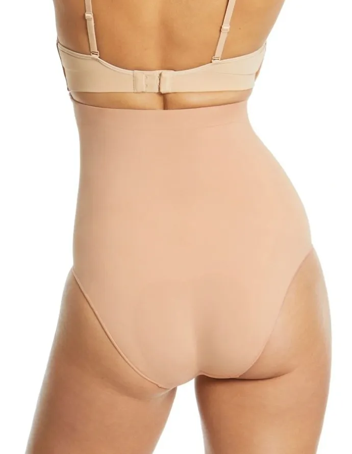 Ambra Killer Curve Hi Waisted Hi Cut Shaping Brief in Brown