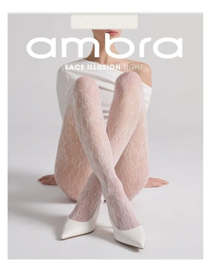Ambra Lace Illusion Tight in White
