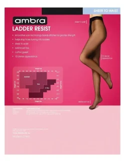 Ambra Ladder Resist Sheer To Waist Pantyhose in Black
