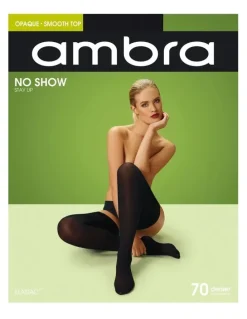 Ambra No Show Opaque Stay Up Tights in Black