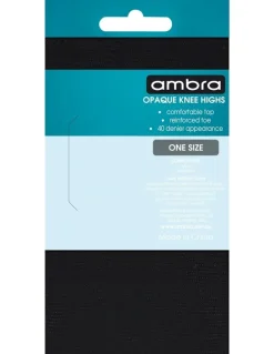 Ambra Opaque Knee Highs 2 Pack in Black