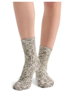 Ambra Organic Cotton Blend Chunky Rib Crew Sock in Coffee