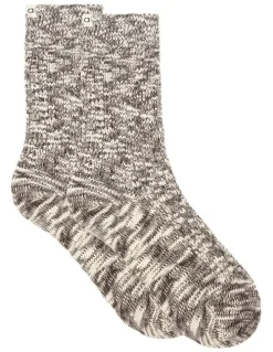 Ambra Organic Cotton Blend Chunky Rib Crew Sock in Coffee