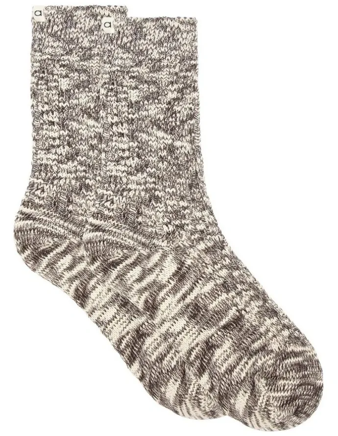 Ambra Organic Cotton Blend Chunky Rib Crew Sock in Coffee