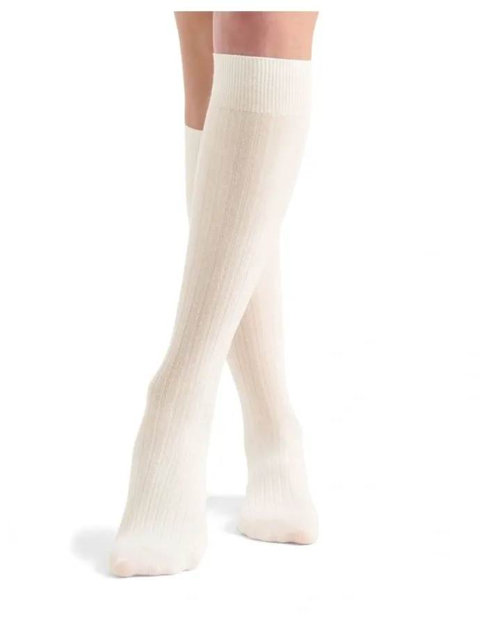 Ambra Organic Cotton Blend Rib Knee High in Buttercream