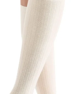 Ambra Organic Cotton Blend Rib Knee High in Buttercream