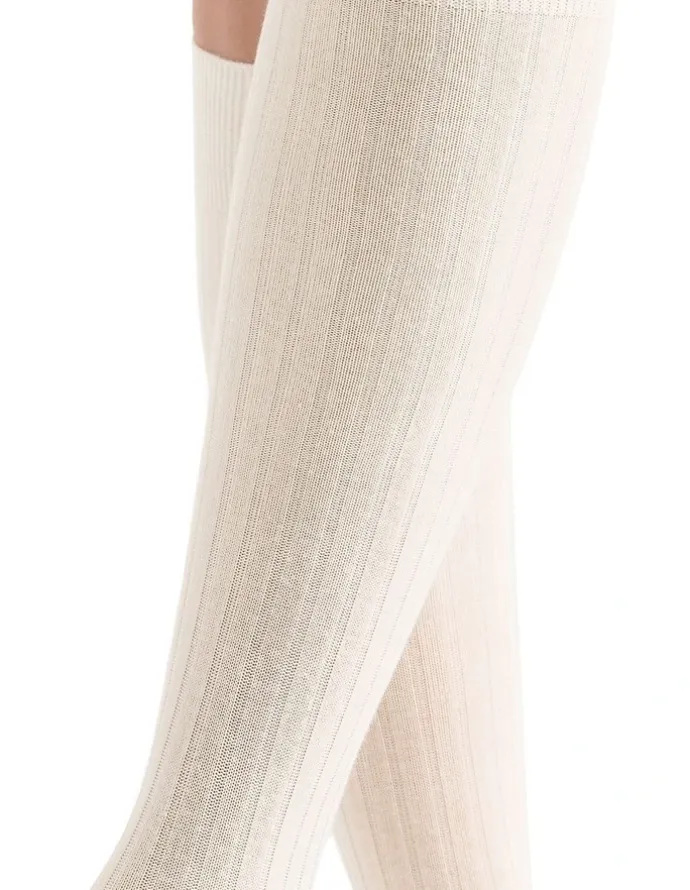 Ambra Organic Cotton Blend Rib Knee High in Buttercream