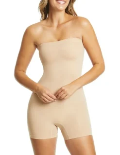 Ambra Powerlite Bandeau Bodysuit in Rose Beige