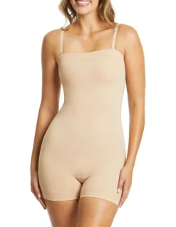 Ambra Powerlite Bandeau Bodysuit in Rose Beige