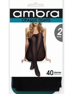 Ambra 2PP 40D Opaque Tights in Black