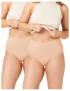 Ambra Seamless Smoothies Recycled Full Brief 2 Pack in Rose Beige