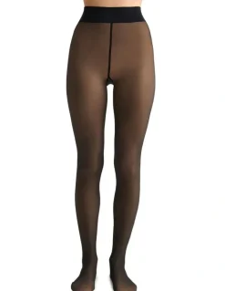Ambra Sheer Fleece Lined Opaque Tight in Black