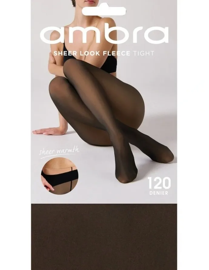 Ambra Sheer Fleece Lined Opaque Tight in Black