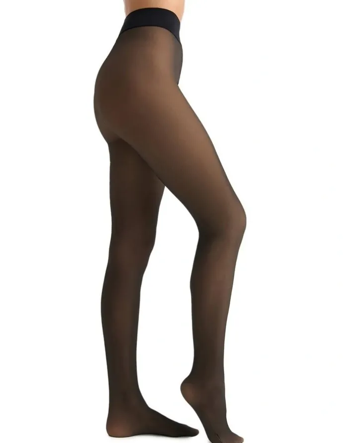 Ambra Sheer Fleece Lined Opaque Tight in Black