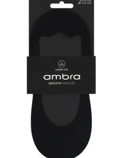 Ambra Smooth Footlet 2 Pack in Black