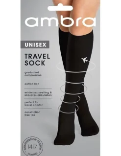 Ambra Travel Knee High Socks in Black