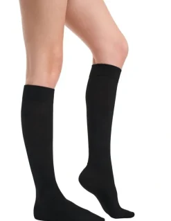 Ambra Travel Knee High Socks in Black