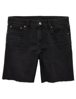 American Eagle 8 Dreamy Drape Stretch Low-Rise Baggy Jort Shorts in Black