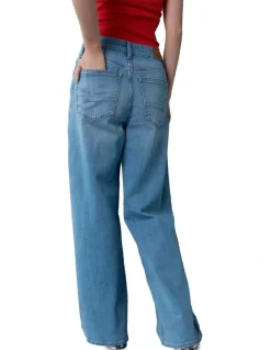 American Eagle Dreamy Drapey Stretch Super High-Waisted Baggy Wide-Leg Jeans in Moon Stone Light
