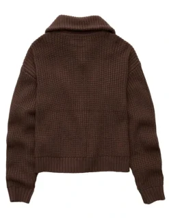 American Eagle Half-Zip Pullover Sweater in Coffee