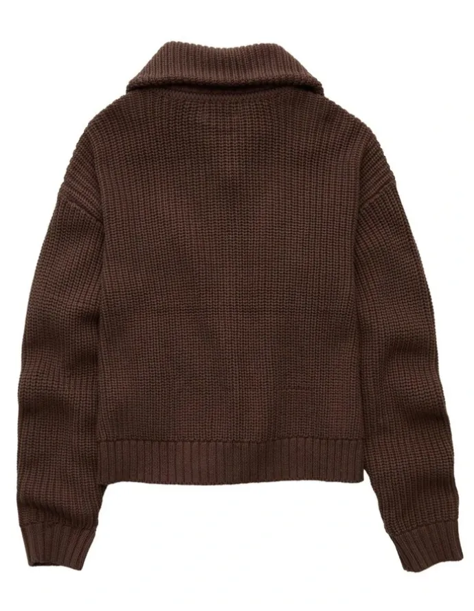 American Eagle Half-Zip Pullover Sweater in Coffee