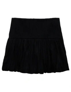 American Eagle High-Waisted Smocked Bubble Skirt in Black