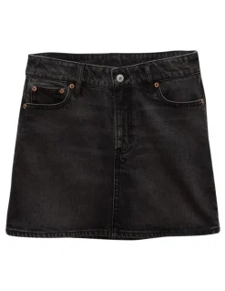 American Eagle Stretch High-Waisted Perfect Denim Mini Skirt in Black