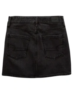 American Eagle Stretch High-Waisted Perfect Denim Mini Skirt in Black