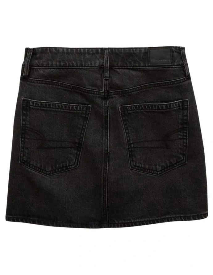 American Eagle Stretch High-Waisted Perfect Denim Mini Skirt in Black