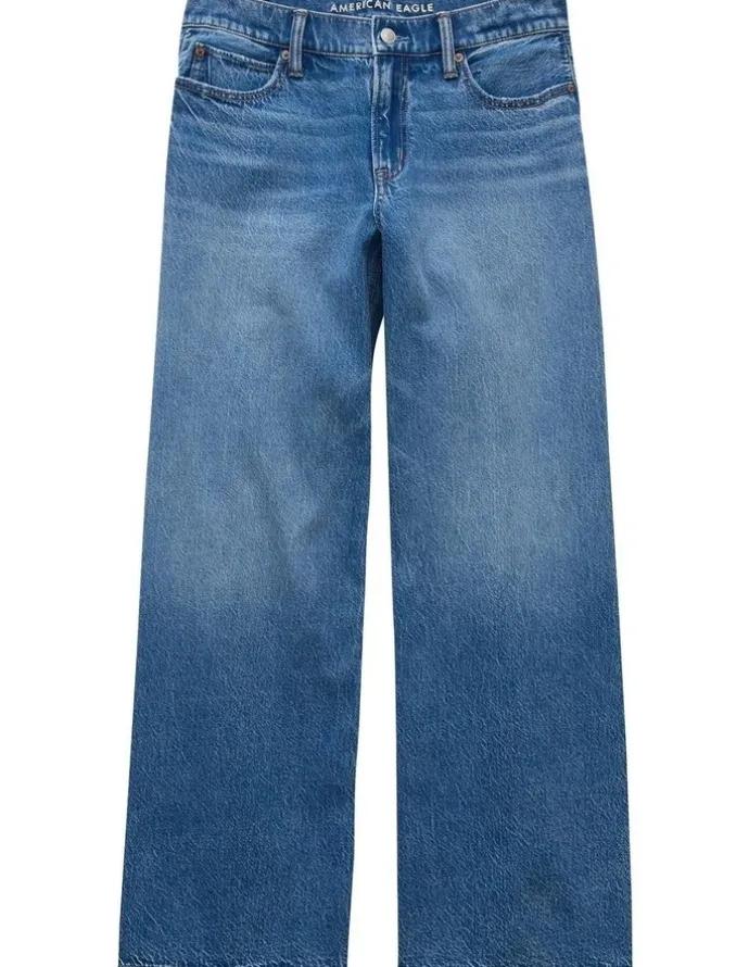 American Eagle Strigid Low-Rise Ultra Wide-Leg Jeans in Medium Tinted Indigo