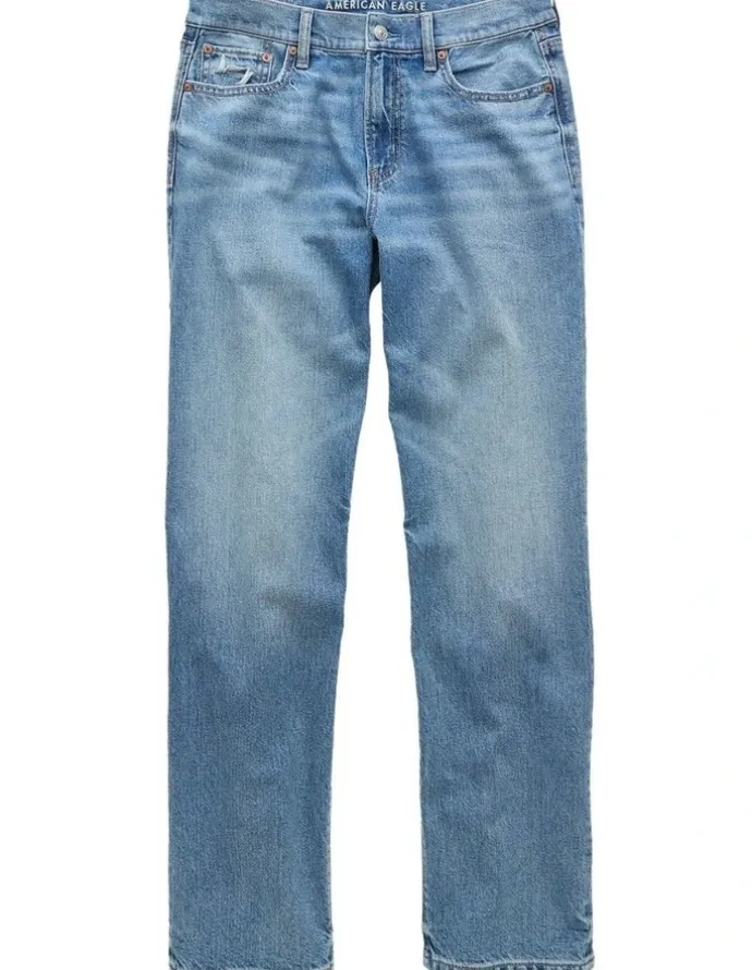 American Eagle Strigid Low-Rise Baggy Straight Jean in Fresh Bright