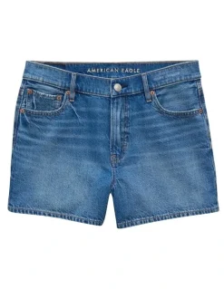 American Eagle Strigid Super High-Waisted Relaxed Denim Short in Indigo