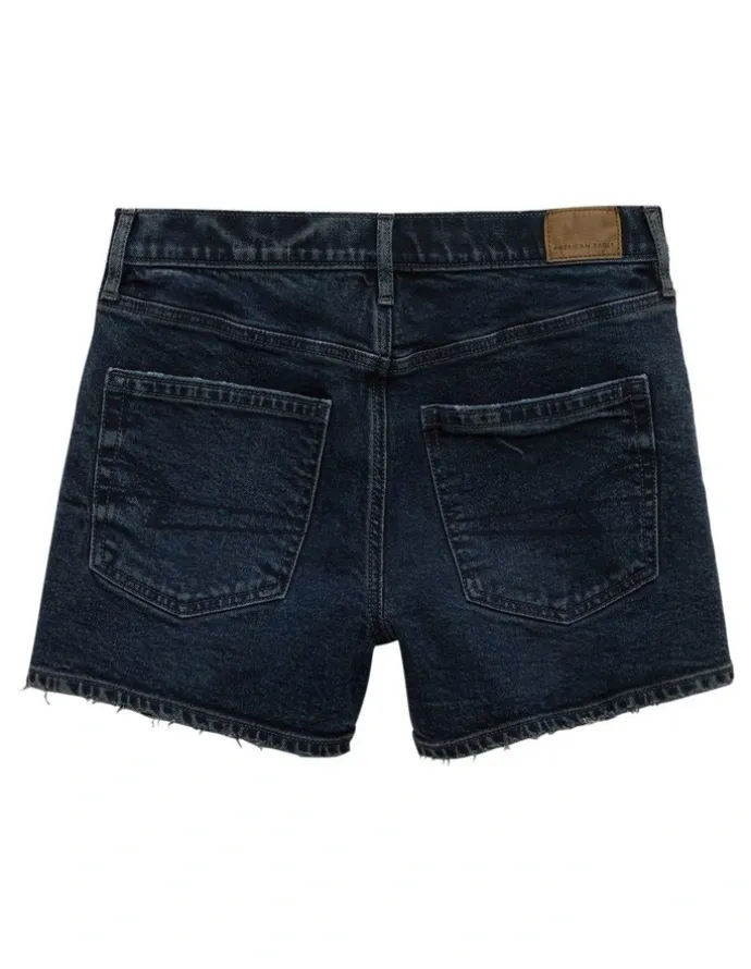 American Eagle Strigid Super High-Waisted Relaxed Denim Short in Deep Indigo