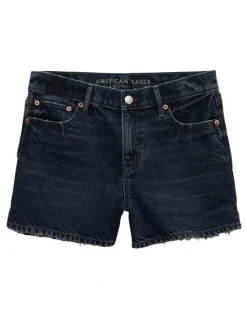 American Eagle Strigid Super High-Waisted Relaxed Denim Short in Deep Indigo